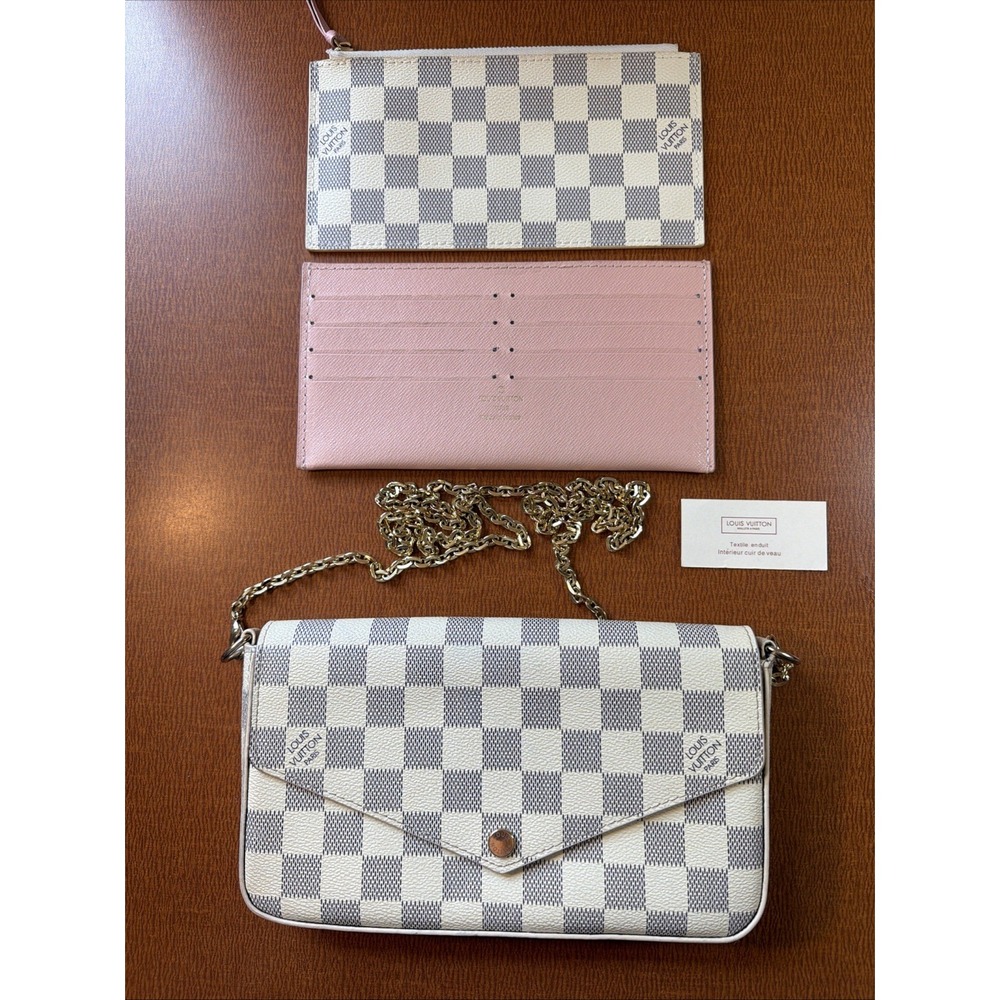 Louis Vuitton Pochette Felicie Damier Azur Chain Shoulder Bag N63106 With Insert